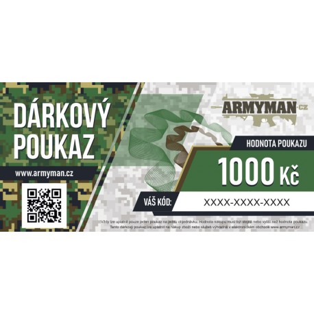 Dárkový poukaz Armyman.cz na nákup zboží v hodnotě 1000 Kč