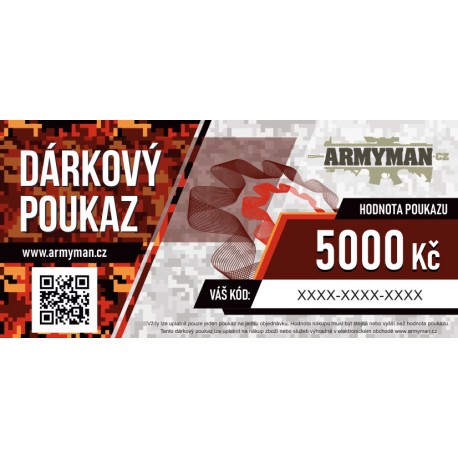 Dárkový poukaz Armyman.cz na nákup zboží v hodnotě 5000 Kč